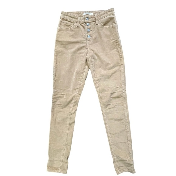 Levis 721 Corduroy High Rise Skinny Button Fly Jeans Brown/Tan WM SZ 26/30 - Picture 1 of 8